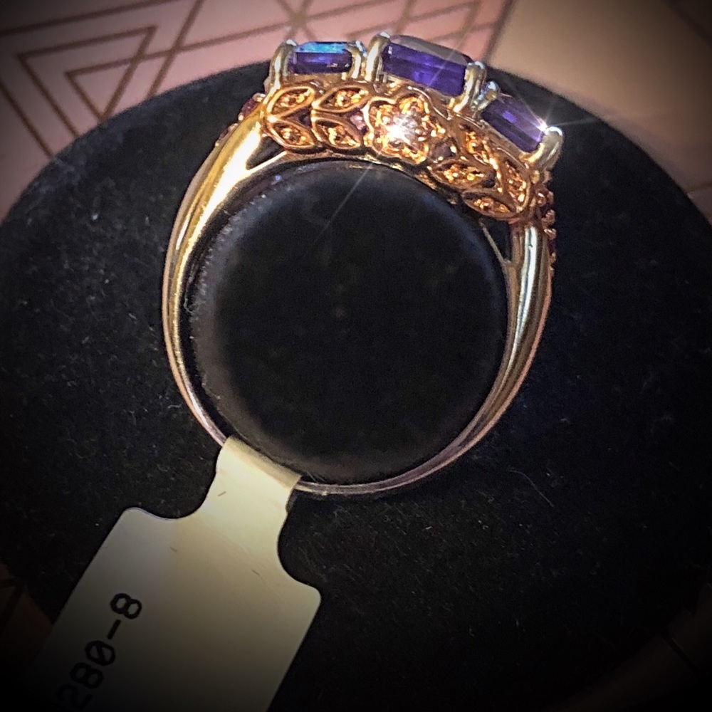 NEW in BOX 🆕 Amethyst Sterling Ring Trilogy Ring - Picture 8 of 10
